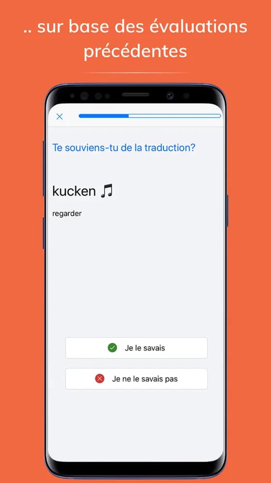 Exercice de révision de vocabulaire dans l'application Wuertschatz